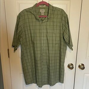 L.L. Bean Olive Checkered Casual Shirt men’s xl tall